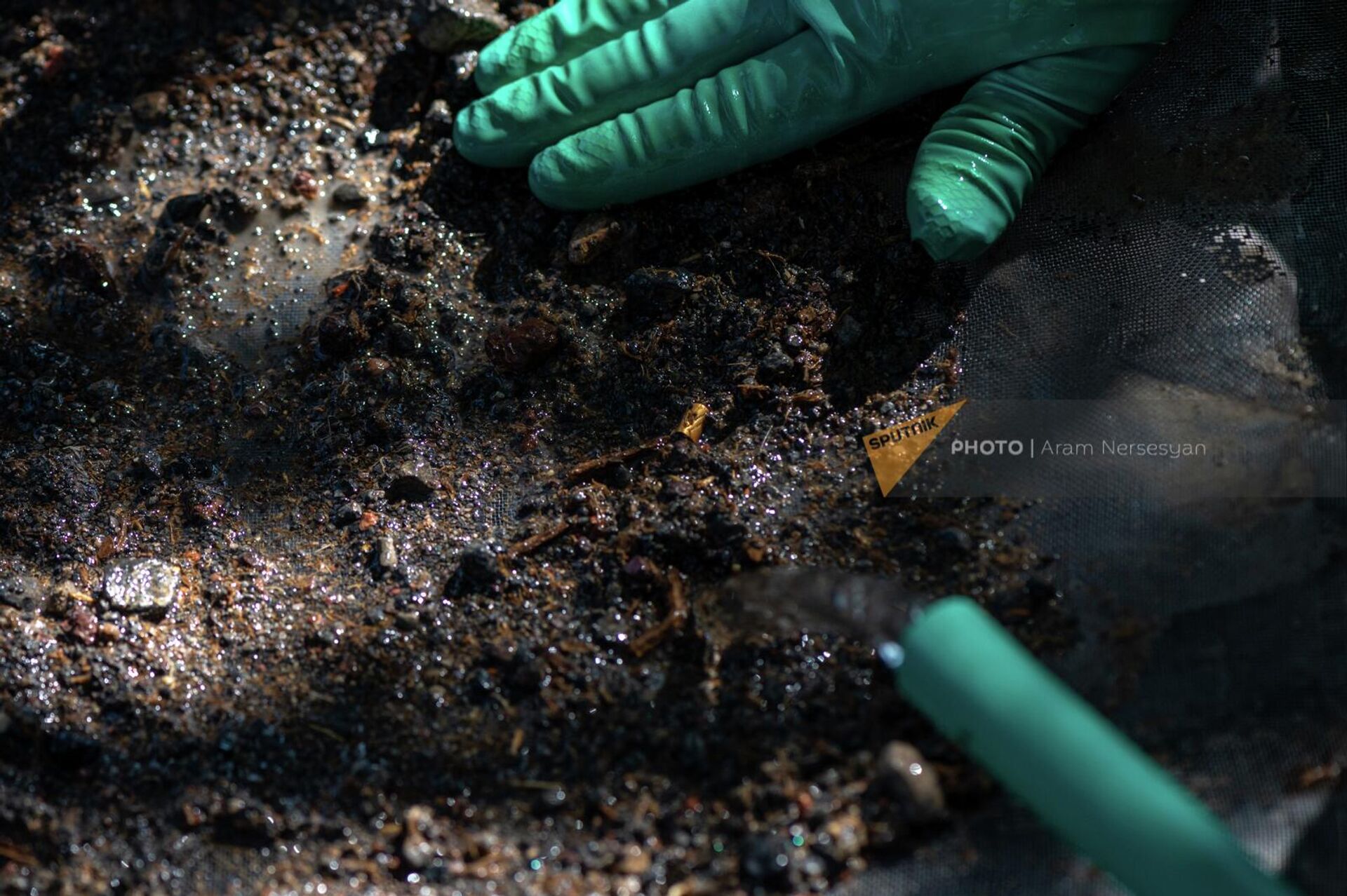 Археологи промывают грунт в поисках раритетов на территории раскопок в древнем поселении Мецамор - Sputnik Արմենիա, 1920, 01.10.2022