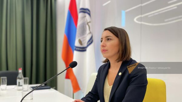 Омбудсмен Кристине Григорян во время пресс-конференции (7 октября 2022). Еревaн - Sputnik Արմենիա