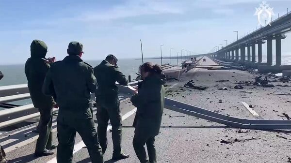СК публикует видео с места взрыва на Крымском мосту - Sputnik Արմենիա