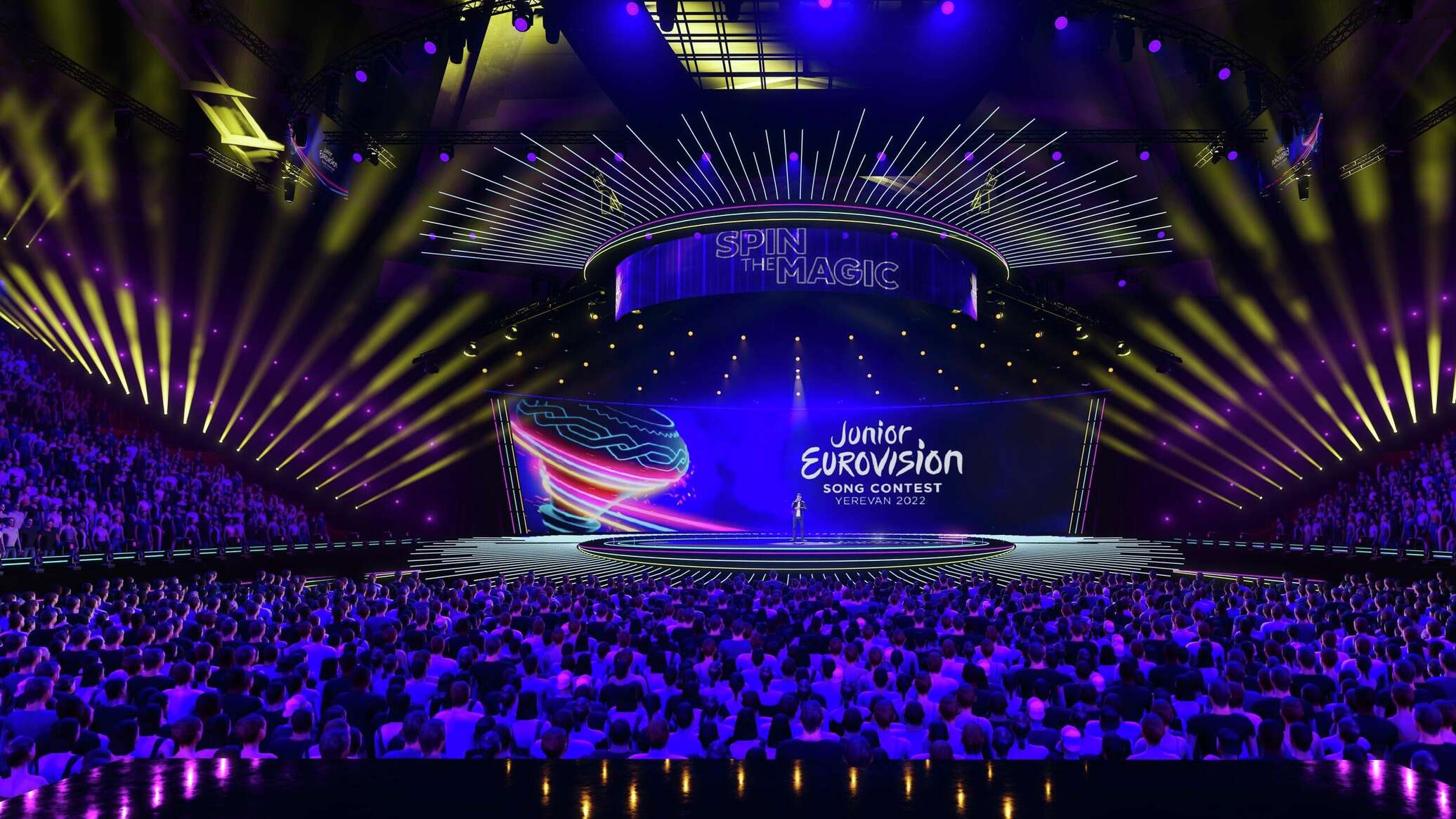 Гранд финал большая сцена 2023. Junior Eurovision 2022 Stage. Манижа Евровидение 2022. Детское Евровидение 2022 сцена. Сцена Евровидения.