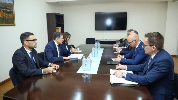 Замминистра иностранных дел Паруйр Ованнисян принял делегацию Национального совета Швейцарии (14 октября 2022). Еревaн - Sputnik Армения