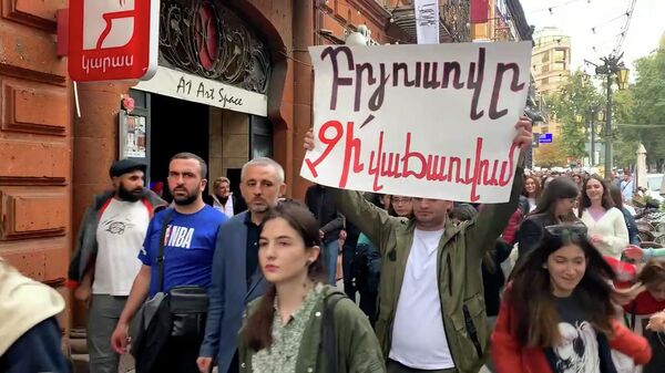Акция протеста студентов и преподавателей университета им. Брюсова - Sputnik Армения
