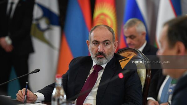 Премьер-министр Армении Никол Пашинян на заседании Евразийского межправительственного совета в расширенном составе (21 октября 2022). Еревaн - Sputnik Армения