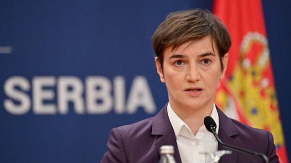 Премьер-министр Сербии Ана Брнабич на пресс-конференции (10 февраля 2021). Белград - Sputnik Армения