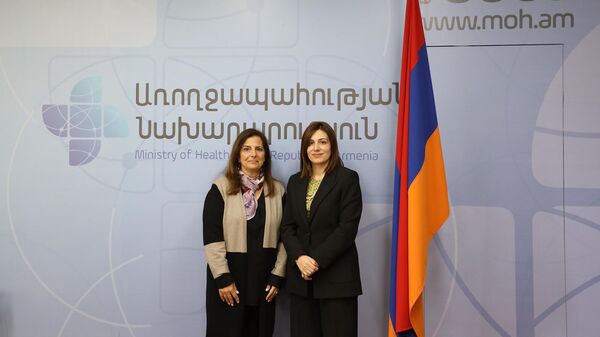 Министр здравоохранения Анаит Аванесян и доктор общественного здравоохранения, профессор Ким Экимян - Sputnik Армения