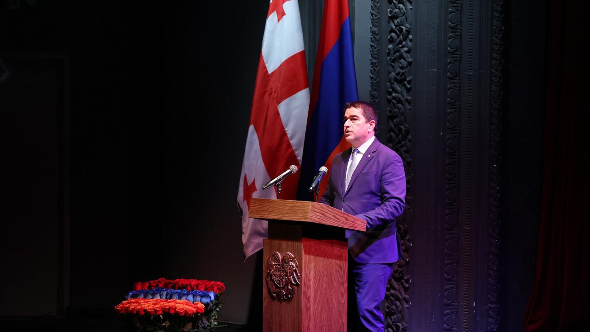 Председатель парламента Грузии Шалва Папуашвили выступает на торжественном мероприятии, посвященном 30-летию установления дипломатических отношений между Арменией и Грузией (16 ноября 2022). Тбилиси - Sputnik Армения, 1920, 17.11.2022