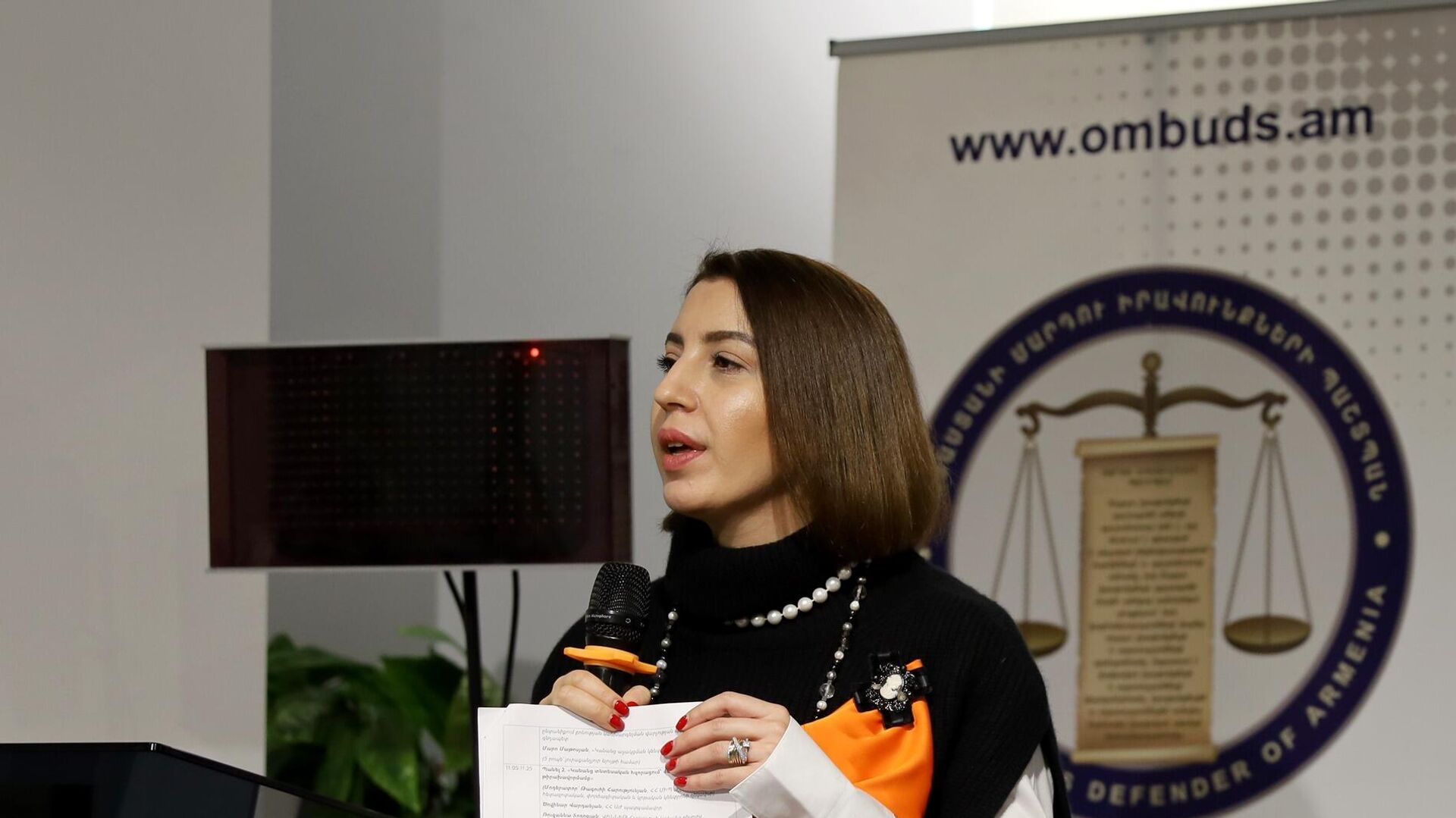 Омбудсмен Кристине Григорян на конференции, посвященной запуску ежегодной международной кампании 16 дни активности против гендерного насилия (25 ноября 2022). Еревaн - Sputnik Армения, 1920, 26.11.2022