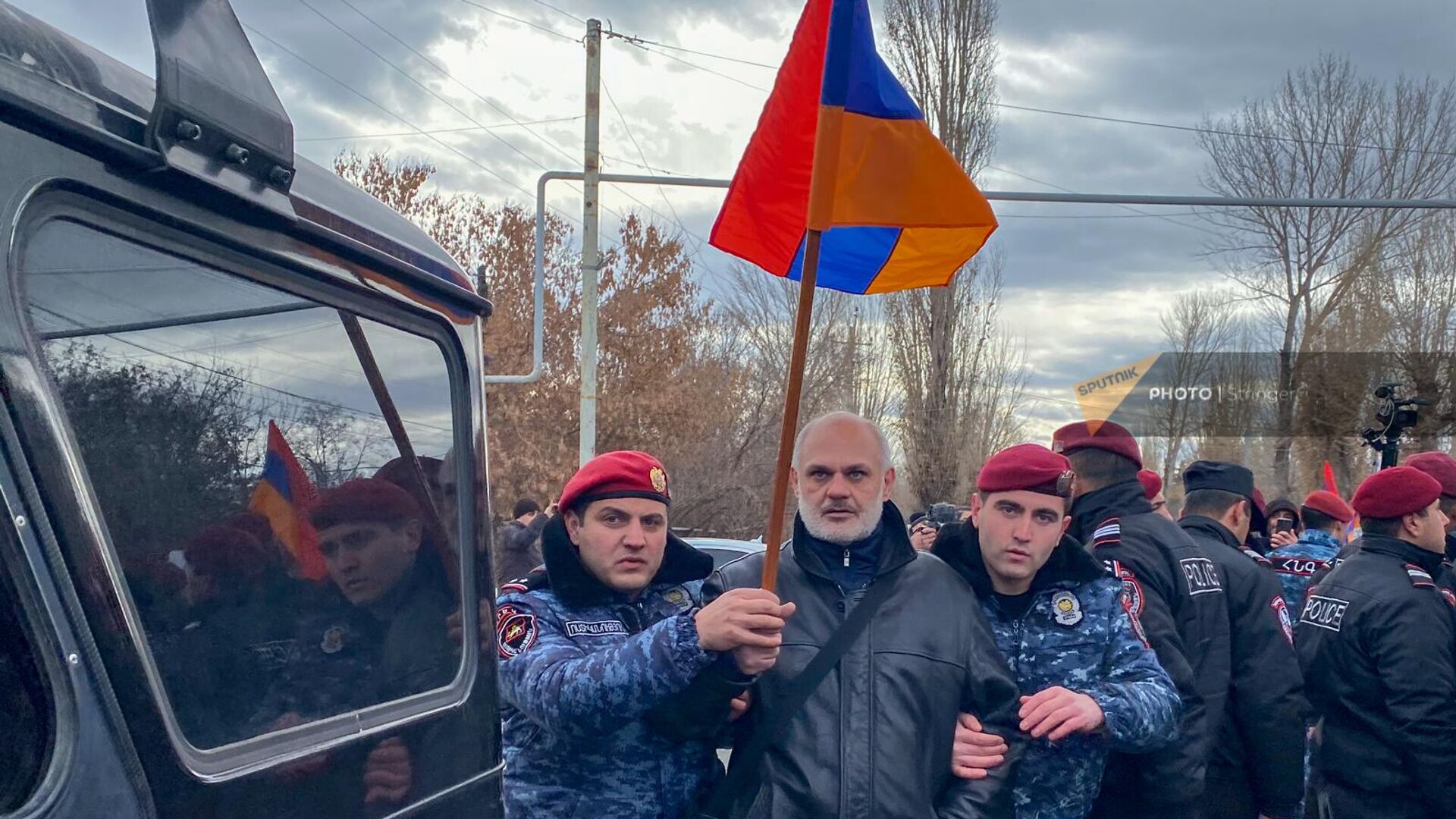 Полиция задерживает участников антироссийской акции (8 января 2023). Гюмри - Sputnik Армения, 1920, 08.01.2023