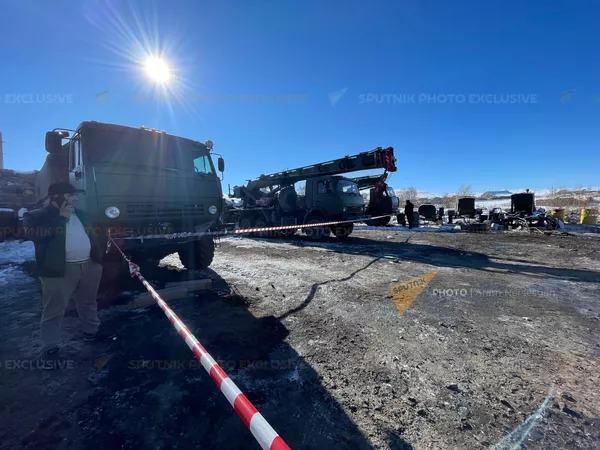 Сгоревшая воинская часть в селе Азат. где погибли 15 солдат (19 января 2023). Гегаркуник - Sputnik Армения