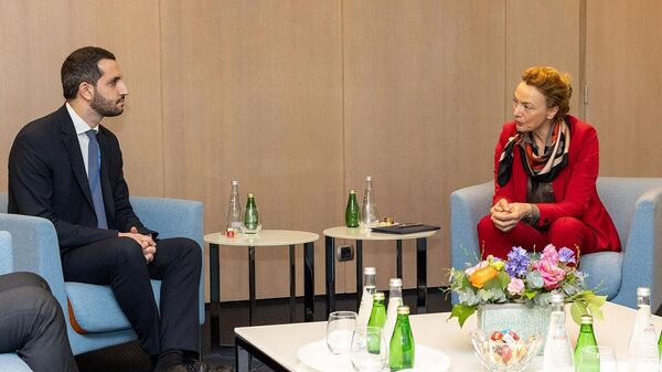 Рубен Рубинян на встрече с генеральным секретарем Совета Европы Марией Пейчинович-Бурич (25 января 2023). Брюссель - Sputnik Армения