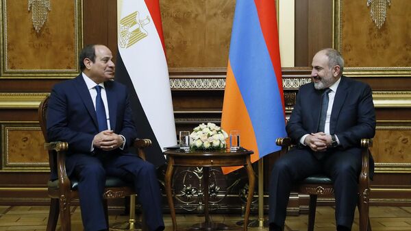 Встреча премьер-министра Никола Пашиняна и президента Арабской Республики Египет Абдель Фаттаха Ас-Сиси (29 января 2023). Еревaн - Sputnik Армения