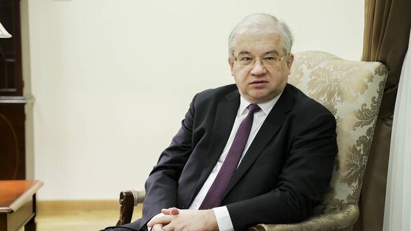 Министр иностранных дел Армении Арарат Мирзоян принял спецпредставителя министра иностранных дел РФ по вопросам содействия нормализации отношений между Арменией и Азербайджаном, российского сопредседателя Минской группы ОБСЕ Игоря Ховаева (9 февраля 2023). Еревaн - Sputnik Армения
