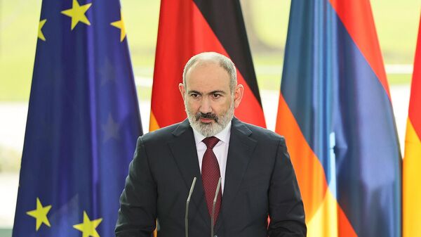Премьер-министр Никол Пашинян на совместной пресс-конференции с канцлером ФРГ Олафом Шольцем (2 марта 2023). Берлин - Sputnik Армения