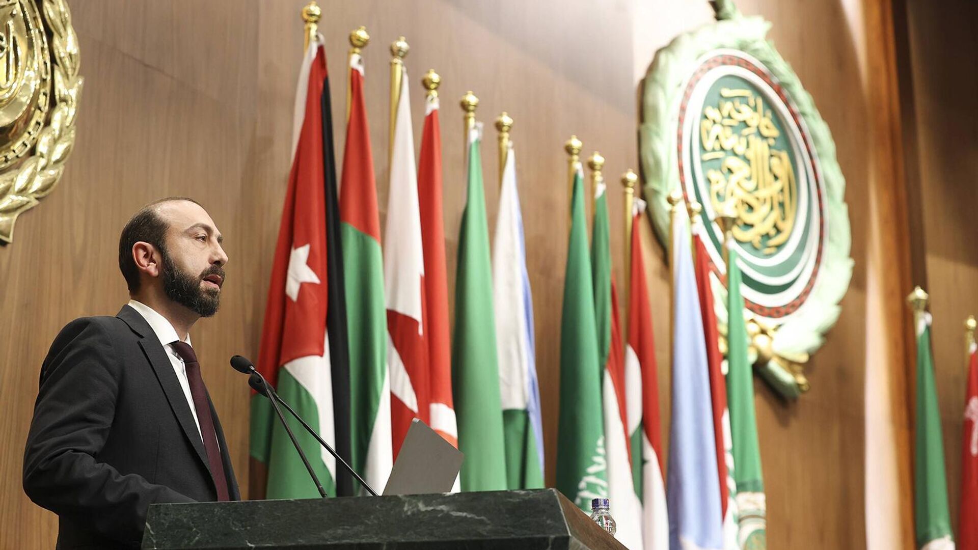 Министр иностранных дел РА Арарат Мирзоян выступает на 159-м заседании Совета Лиги арабских государств (8 марта 2023). Каир - Sputnik Армения, 1920, 22.03.2023