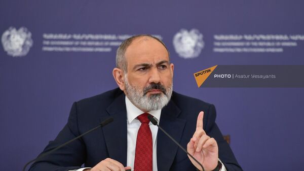 Премьер-министр Никол Пашинян проводит пресс-конференцию (14 марта 2023). Еревaн - Sputnik Армения