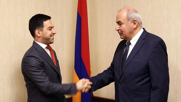 Ռուստամ Բադասյանն ընդունել է  Հայաստանում Վրաստանի նորանշանակ արտակարգ և լիազոր դեսպան Գիորգի Շարվաշիձեին - Sputnik Արմենիա