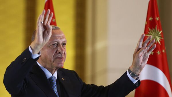 Президент Турции Реджеп Тайип Эрдоган после победы на выборах - Sputnik Армения