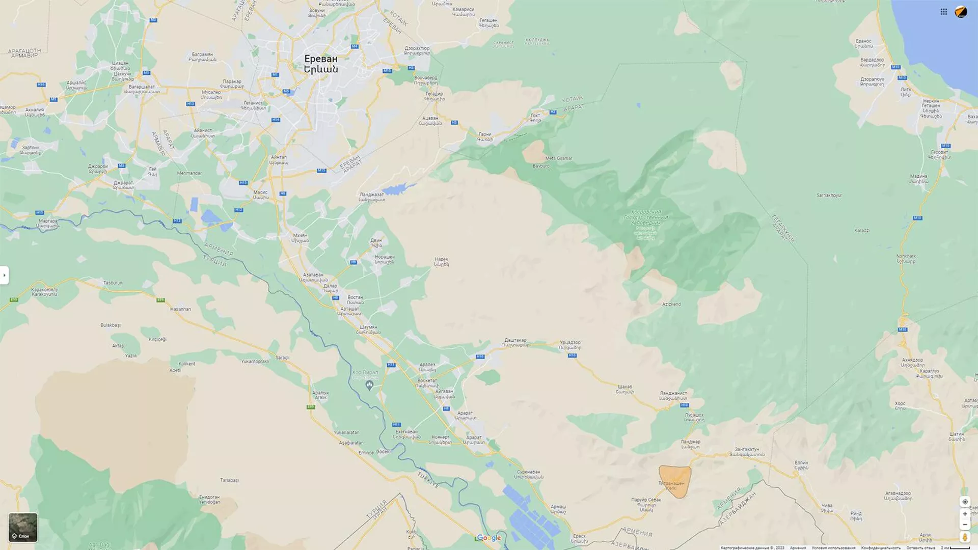 Участок дороги Ереван-Мегри и село Тигранашен - Sputnik Армения, 1920, 13.06.2023