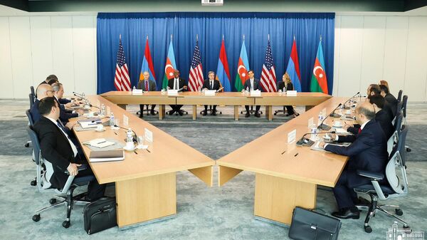 Трехсторонняя встреча глав МИД Армении и Азербайджана и госсекретаря США (27 июня 2023). Вашингтон - Sputnik Армения
