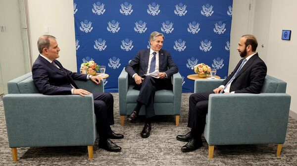 Трехсторонняя встреча глав МИД Армении и Азербайджана и госсекретаря США (29 июня 2023). Вашингтон - Sputnik Армения