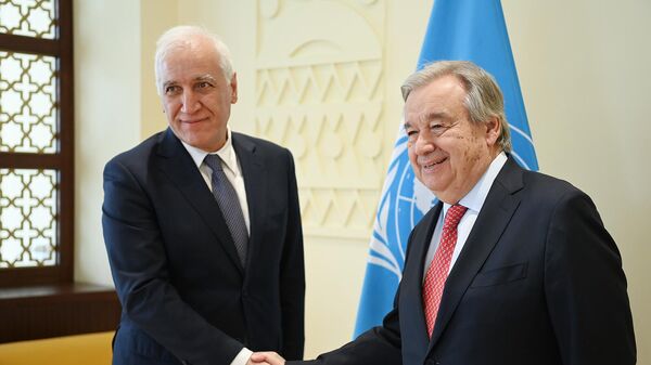 Президент Ваагн Хачатурян встретился с Генеральным секретарем ООН Антонио Гутерришем (24 июля 2023). Италия - Sputnik Армения