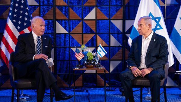 Встреча президента США Джо Байдена с премьер-министром Израиля Биньямином Нетаньяху (18 октября 2023). Тель-Авив - Sputnik Армения
