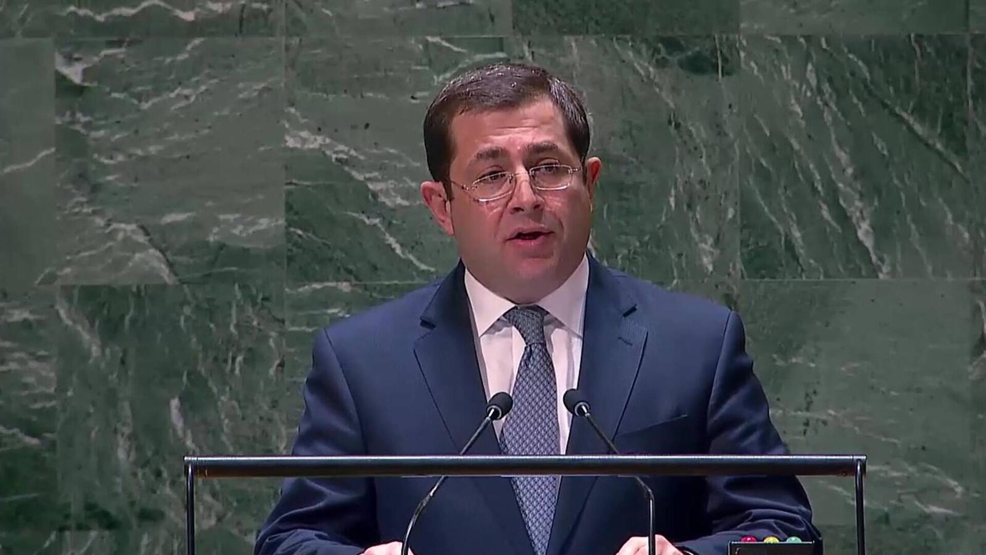 Постоянный представитель Армении в ООН Мгер Маргарян выступает на Генассамблее ООН (7 ноября 2023). Нью-Йорк - Sputnik Արմենիա, 1920, 07.11.2023