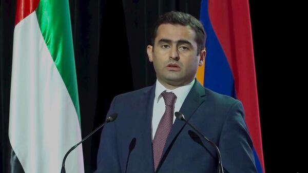 Акоб Аршакян во время выступления по случаю 52-й годовщины образования Объединенных Арабских Эмиратов (24 ноября 2023). ОАЭ - Sputnik Армения