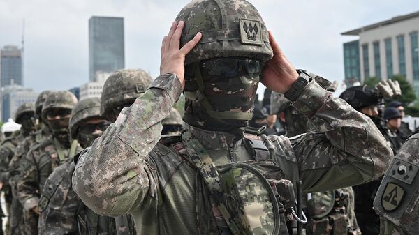 Южнокорейские солдаты на антитеррористических учениях - Sputnik Армения