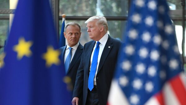 Председатель ЕС Дональд Туск и Президент США Дональд Трамп (25 мая 2017). Брюссель, Бельгия - Sputnik Армения