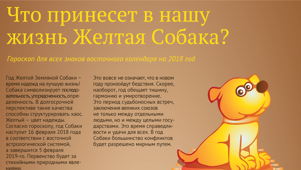 Что принесет в нашу жизнь желтая собака - Sputnik Армения