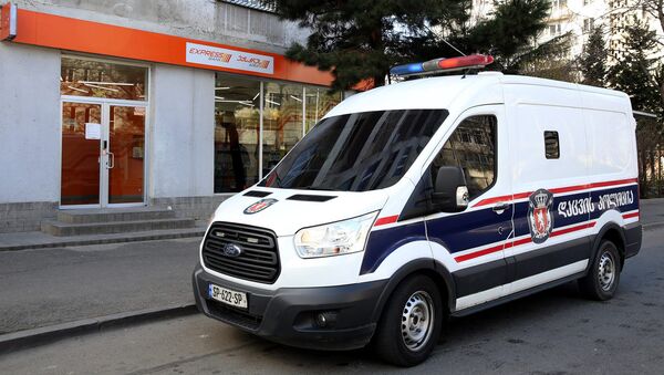 Машина охранной полиции сервис-центра Банка Грузии - Sputnik Արմենիա