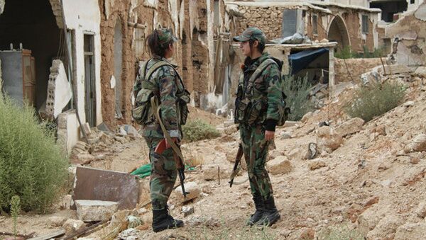 Девушки-снайперы сирийской армии на фронте в пригороде Дамаска - Sputnik Армения