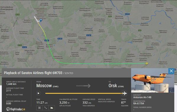 След самолета Ан-148-100В авиакомпании Саратовские авиалинии След самолета Ан-148-100В авиакомпании Саратовские авиалинии - Sputnik Армения