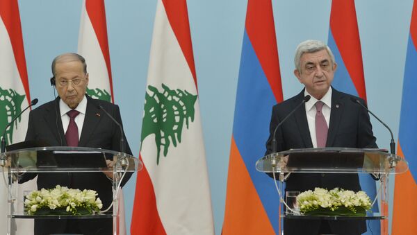 Встреча президентов Ливана и Армении Мишеля Ауна и Сержа Саргсяна - Sputnik Արմենիա