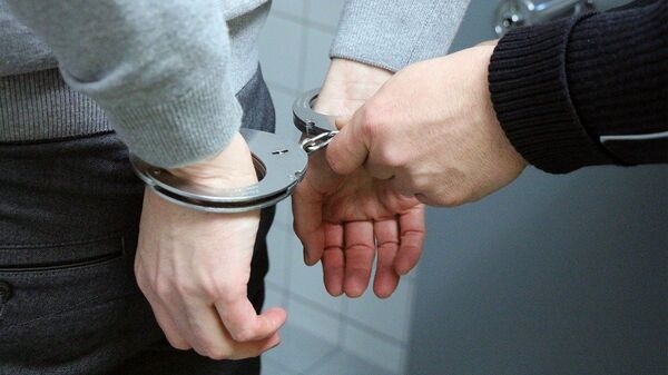 Полицейский застегивает наручники - Sputnik Армения