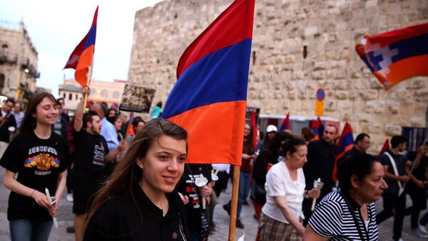 Митинг с призывом принятия геноцида армян в Израиле - Sputnik Армения