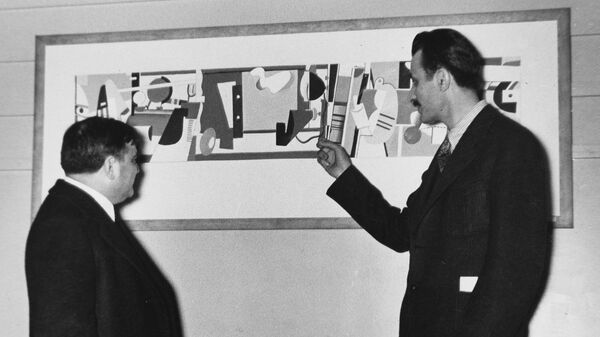 Аршил Горки и Фиорильо Ла Гуардия на открытии Федеральной картинной галереи (27 декабря 1935). Нью Йорк, США - Sputnik Արմենիա