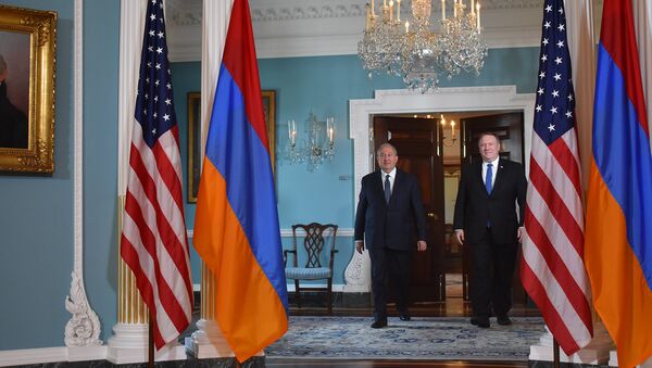 Президент Армении Армен Саркисян встретился с Гос.секретарем США Майком Помпео (29 июня 2018). Вашингтoн - Sputnik Արմենիա