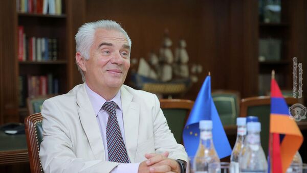 Глава делегации ЕС Петр Свитальски на приеме у министра обороны Армении Давида Тонояна (10 июля 2018). Еревaн - Sputnik Արմենիա