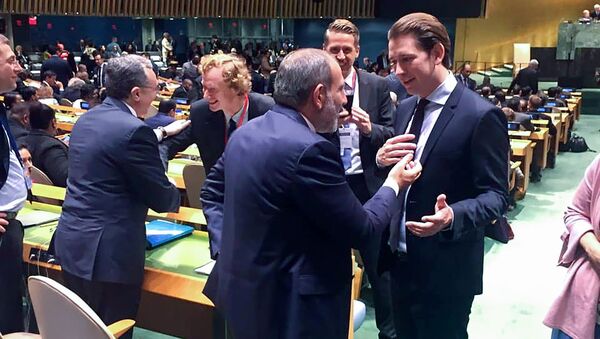 Беседа премьер-министров Армении и Австрии Никола Пашиняна и Себастьяна Курца на Генеральной ассамблее ООН (25 сентября 2018). Нью-Йорк - Sputnik Армения