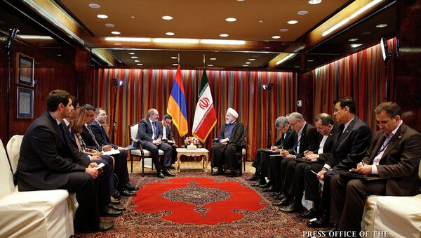 Премьер-министр Никол Пашинян встретился с президентом Ирана Хасаном Роухани (25 сентября 2018). Нью-Йорк - Sputnik Армения