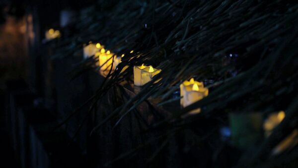 Жители Грюмри поднесли цветы и зажженые свечи к памятнику Азнавуру - Sputnik Армения