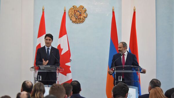 Брифинг премьер-министров Армении и Канады Никола Пашиняна и Джастина Трюдо (13 октября 2018). Еревaн - Sputnik Արմենիա