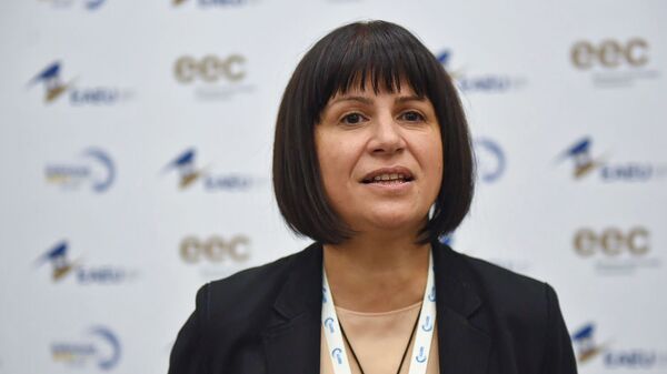 Член Коллегии (Министр) Евразийской экономической комиссии Карине Минасян на международном форуме Евразийская неделя (23 октября 2018). Еревaн - Sputnik Армения