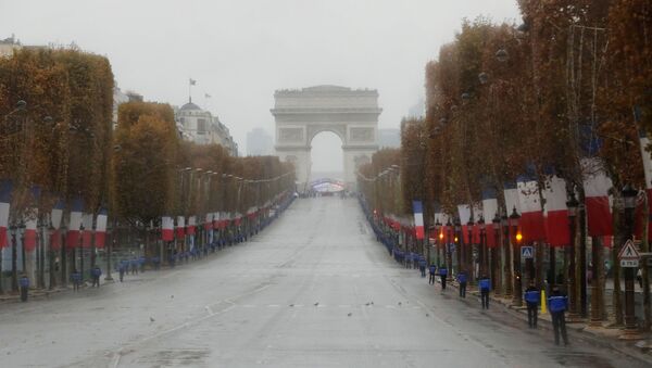 У Триумфальной арки в Париже перед началом мемориального мероприятия по случаю 100-летия окончания Первой мировой войны.  - Sputnik Արմենիա