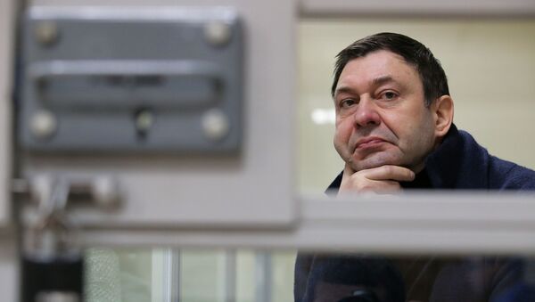 Руководитель портала РИА Новости Украина Кирилл Вышинский в зале апелляционного суда (14 января 2019). Херсон - Sputnik Армения