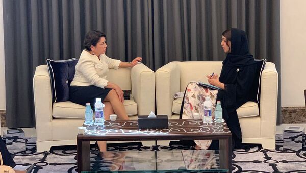 Супруга президента Нунэ Саркисян встретилась с госминистром международного сотрудничества ОАЭ Рим бинт Ибрагим аль-Хашими (17 января 2019). Абу Даби - Sputnik Армения