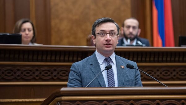 Выступление секретаря фракции Просвещенная Армения Георгия Горгисяна на заседании Парламента (18 января 2019). Еревaн - Sputnik Армения