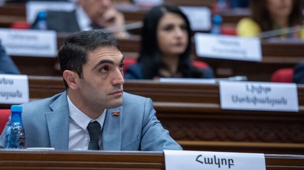 Секретарь фракции Мой Шаг Акоб Симидян на заседании Парламента (18 января 2019). Еревaн - Sputnik Армения